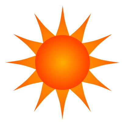 ギラギラのオレンジ太陽のイラスト