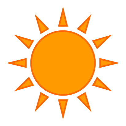 シンプルなオレンジの太陽のイラスト