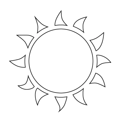 メラメラ太陽（白黒）のイラスト