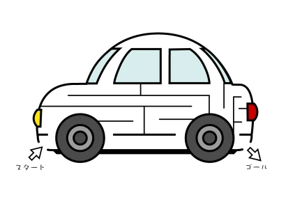 かわいい車の迷路のイラスト