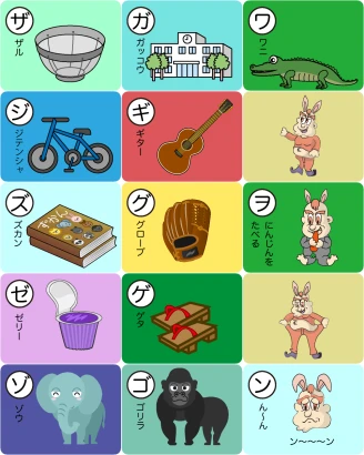 ワヲン・ガギグゲゴ・ザジズゼゾのイラスト