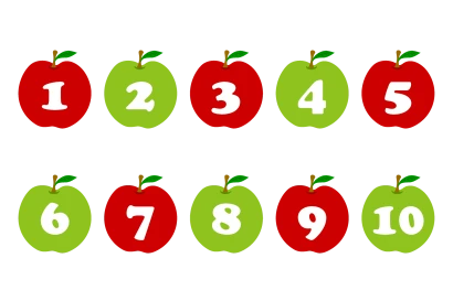 リンゴと数字のイラスト