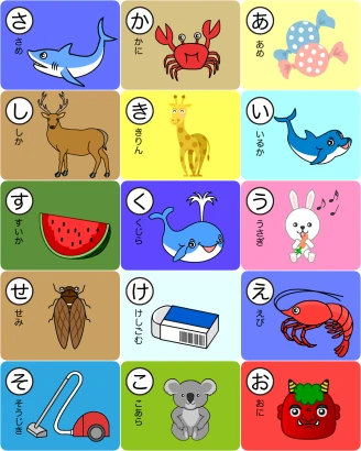ひらがなかるた（あいうえお・かきくけこ・さしすせそ）のイラスト