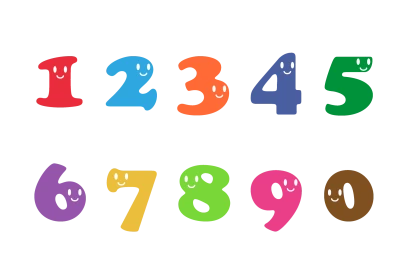 かわいい顔と数字のイラスト