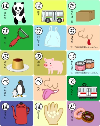 だぢづでど・ばびぶべぼ・ぱぴぷぺぽのイラスト
