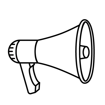 白黒の拡声器のイラスト