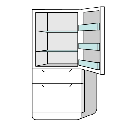 片開き冷蔵庫のイラスト