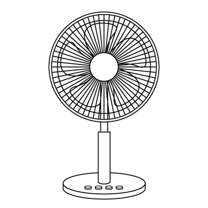 扇風機（白黒）のイラスト