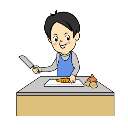 料理をする夫のイラスト