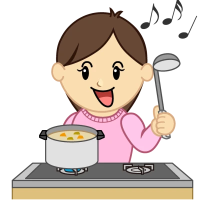 歌う料理ママのイラスト