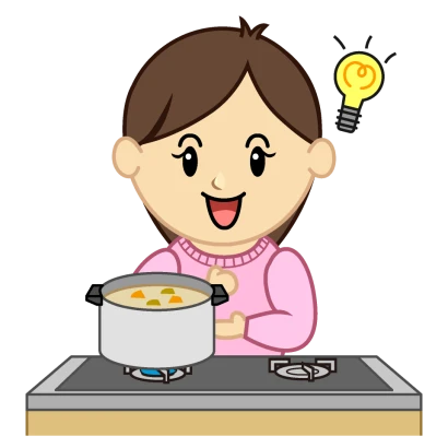 ひらめく料理ママのイラスト