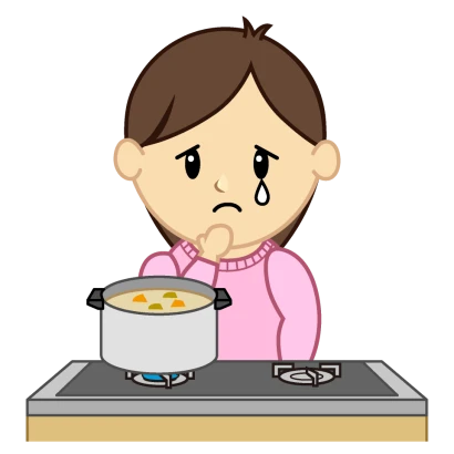 悲しい料理ママのイラスト