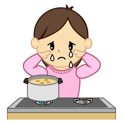 泣く料理ママのイラスト