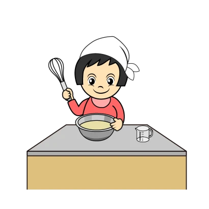 お菓子を作る女の子のイラスト