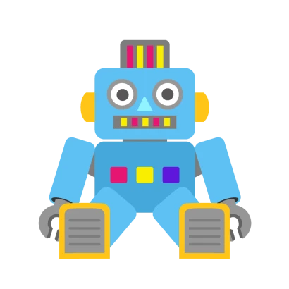 座ったロボットキャラのイラスト