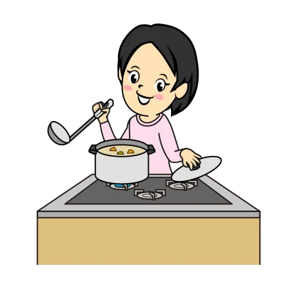 シチューを作るママのイラスト