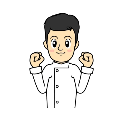 ガッツポーズの料理人のイラスト