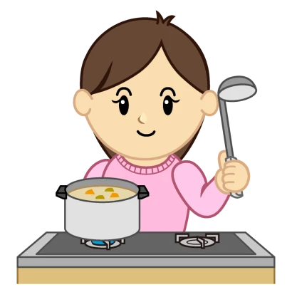 料理ママキャラのイラスト