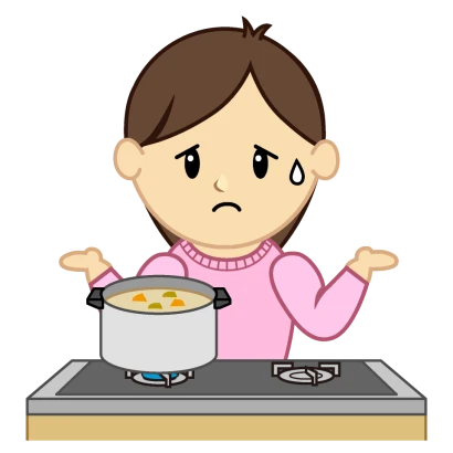 困る料理ママのイラスト