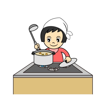 料理をする女の子のイラスト