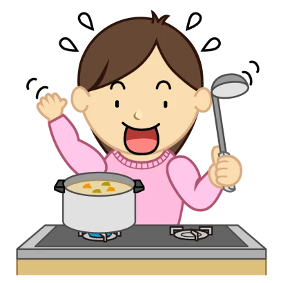 慌てる料理ママのイラスト