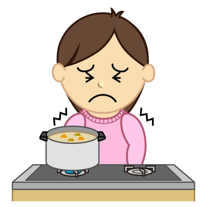 我慢する料理ママのイラスト
