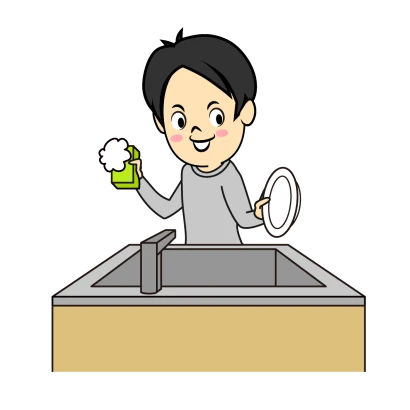 家事を手伝う夫のイラスト