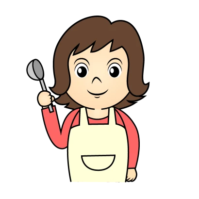 料理するお母さんのイラスト
