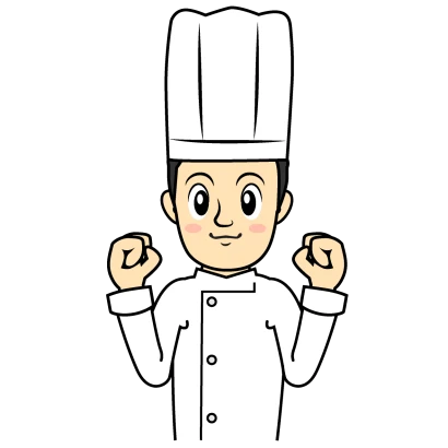 笑顔で頑張るコックさんのイラスト