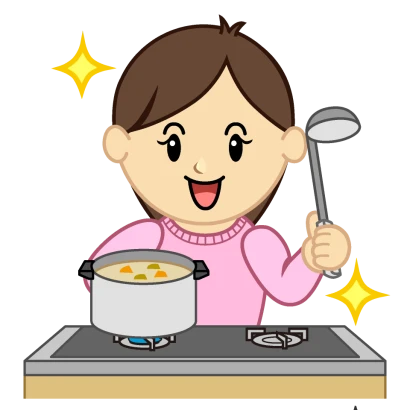 自信満々な料理ママのイラスト