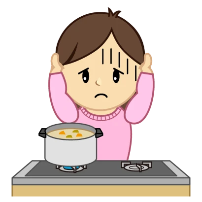 落ち込む料理ママのイラスト