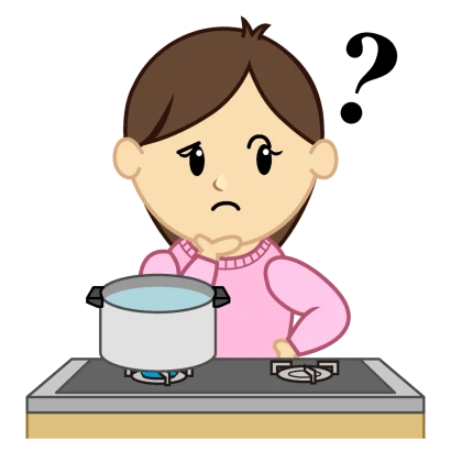 考える料理ママのイラスト