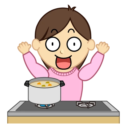 驚く料理ママのイラスト