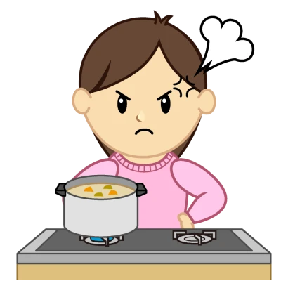 怒る料理ママのイラスト