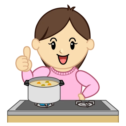いいねする料理ママのイラスト