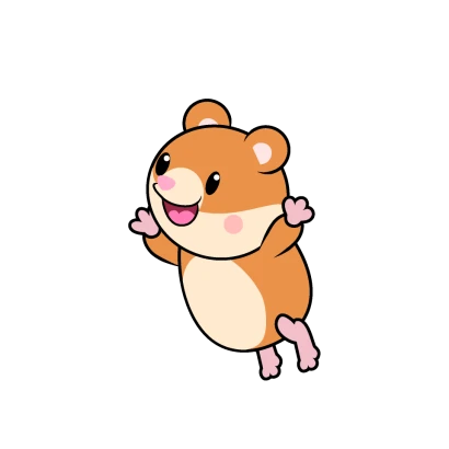 ジャンプするハムスターキャラのイラスト