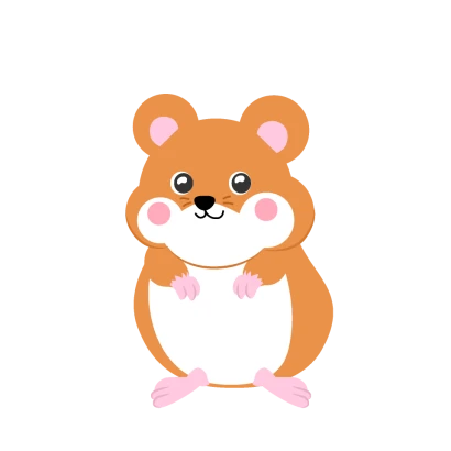 口いっぱいのハムスターキャラのイラスト