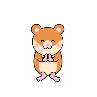 感謝するハムスターキャラのイラスト