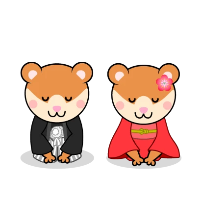お正月のハムスターキャラのイラスト