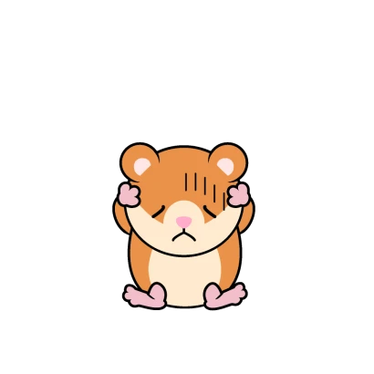 悩むハムスターキャラのイラスト