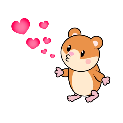 キスするハムスターキャラのイラスト