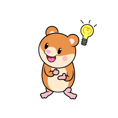 ひらめくハムスターキャラのイラスト