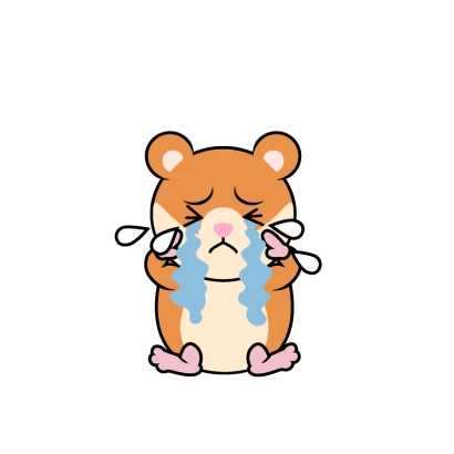 泣くハムスターキャラのイラスト