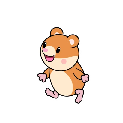 歩くハムスターキャラのイラスト