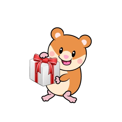 プレゼントするハムスターキャラのイラスト