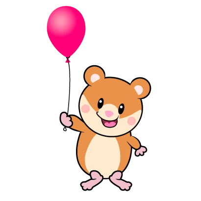 風船のハムスターキャラのイラスト