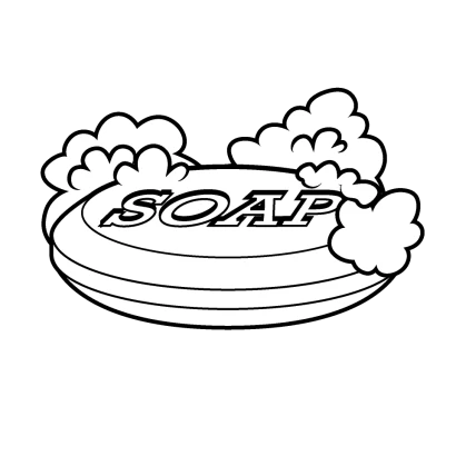 石鹸と泡（白黒）のイラスト