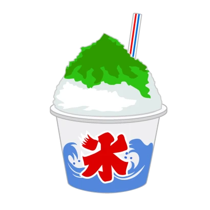 屋台のかき氷（緑）のイラスト