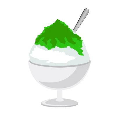 緑シロップのかき氷のイラスト