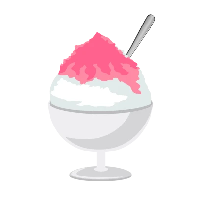 ピンクシロップのかき氷のイラスト